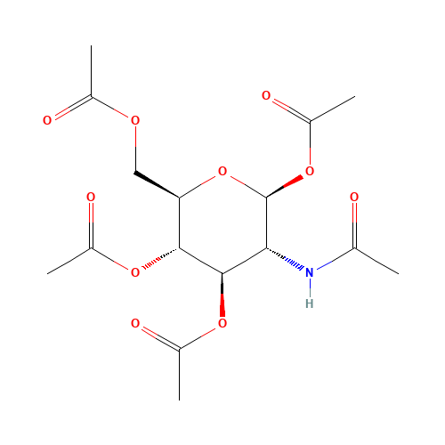BETA-D-GLUCOSAMINE PENTAACETATE (CAS: 7772-79-4) - Chemical Structure and Molecular Formula 