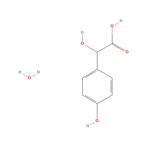 DL-4-HYDROXYMANDELIC ACID MONOHYDRATE (CAS: 7198-10-9) - Chemical Structure and Molecular Formula 