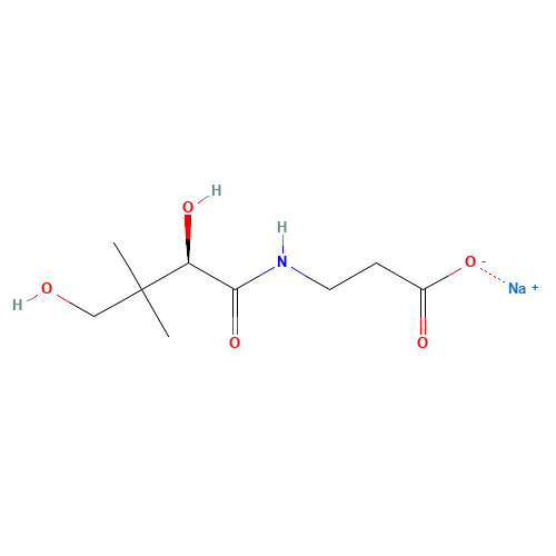 Sodium D-pantothenate (CAS: 867-81-2) - Chemical Structure and Molecular Formula 