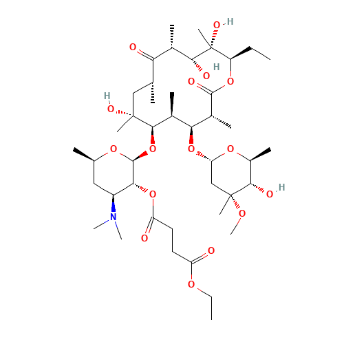 Erythromycin ethylsuccinate (CAS: 1264-62-6) - Chemical Structure and Molecular Formula 