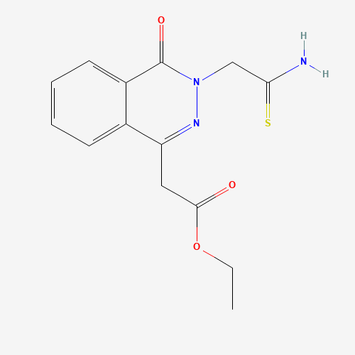 ETHYL 2-[3-(2-AMINO-2-THIOXOETHYL)-4-OXO-3,4-DIHYDROPHTHALAZIN-1-YL]ACETATE (CAS: 131666-72-3) - Chemical Structure and Molecular Formula 
