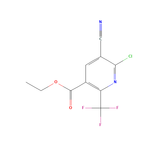 ETHYL 2-CHLORO-3-CYANO-6-(TRIFLUOROMETHYL)-PYRIDINE-5-CARBOXYLATE (CAS: 175277-73-3) - Chemical Structure and Molecular Formula 