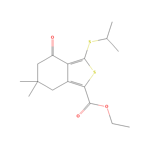 ETHYL 3-(ISOPROPYLTHIO)-6,6-DIMETHYL-4-OXO-4,5,6,7-TETRAHYDROBENZO[C]THIOPHENE-1-CARBOXYLATE (CAS: 175202-44-5) - Related Chemical Product