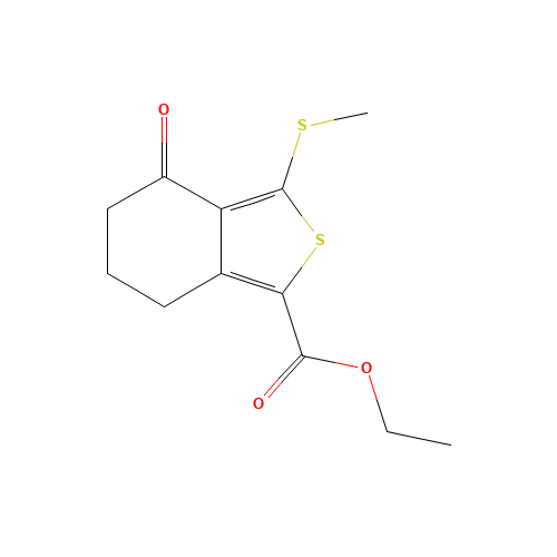 ETHYL 3-(METHYLTHIO)-4-OXO-4,5,6,7-TETRAHYDROBENZO[C]THIOPHENE-1-CARBOXYLATE (CAS: 168279-54-7) - Chemical Structure and Molecular Formula 