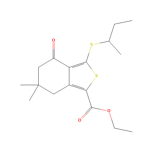 ETHYL 3-(SEC-BUTYLTHIO)-6,6-DIMETHYL-4-OXO-4,5,6,7-TETRAHYDROBENZO[C]THIOPHENE-1-CARBOXYLATE (CAS: 172516-44-8) - Related Chemical Product