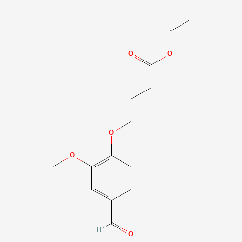 ETHYL 4-(4-FORMYL-2-METHOXYPHENOXY)BUTANOATE (CAS: 141333-27-9) - Chemical Structure and Molecular Formula 