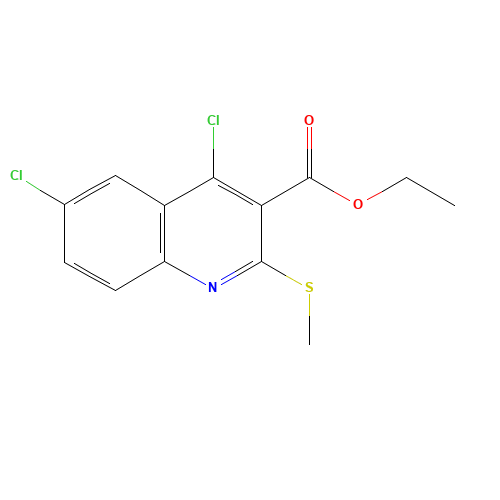 ETHYL 4,6-DICHLORO-2-(METHYLTHIO)QUINOLINE-3-CARBOXYLATE (CAS: 227958-96-5) - Chemical Structure and Molecular Formula 
