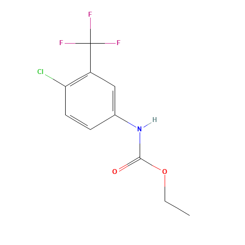 ETHYL 4-CHLORO-3-TRIFLUOROMETHYLCARBANILATE (CAS: 18585-06-3) - Chemical Structure and Molecular Formula 