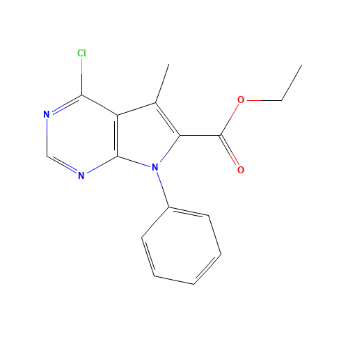 ETHYL 4-CHLORO-5-METHYL-7-PHENYL-7H-PYRROLO[2,3-D]PYRIMIDINE-6-CARBOXYLATE (CAS: 245728-43-2) - Chemical Structure and Molecular Formula 