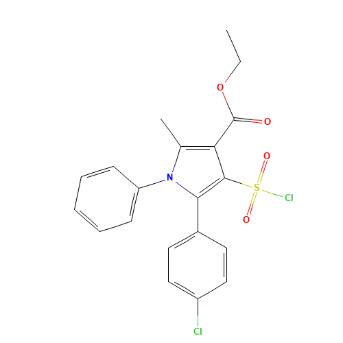 ETHYL 5-(4-CHLOROPHENYL)-4-(CHLOROSULFONYL)-2-METHYL-1-PHENYL-1H-PYRROLE-3-CARBOXYLATE,97 (CAS: 306936-31-2) - Related Chemical Product