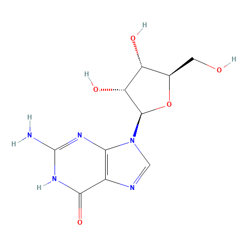 2-Amino-9-beta-D-ribofuranosyl-9H-purine-6-(1H)-one hydrate (CAS: 118-00-3) - Related Chemical Product