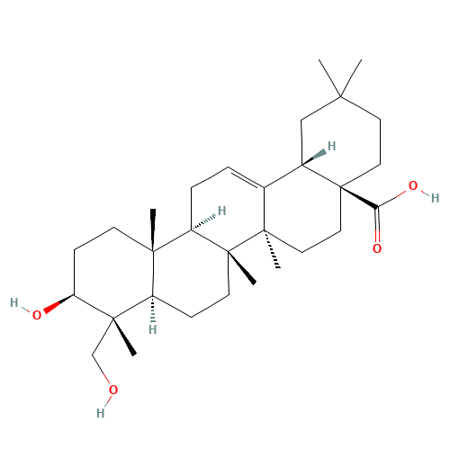 Hederagenin (CAS: 465-99-6) - Chemical Structure and Molecular Formula 