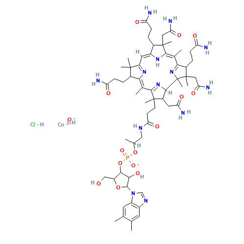 HYDROXOCOBALAMIN HYDROCHLORIDE (CAS: 78091-12-0) - Chemical Structure and Molecular Formula 