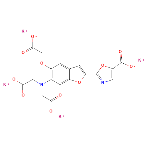 FURA 2 MAGNESIUM-SELECTIVE ANALOG TETRAPOTASSIUM SALT (CAS: 132319-57-4) - Chemical Structure and Molecular Formula 
