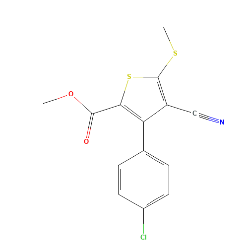 METHYL 3-(4-CHLOROPHENYL)-4-CYANO-5-(METHYLTHIO)THIOPHENE-2-CARBOXYLATE (CAS: 63244-05-3) - Related Chemical Product