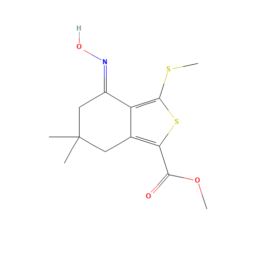 METHYL 4-HYDROXYIMINO-6,6-DIMETHYL-3-(METHYLTHIO)-4,5,6,7-TETRAHYDROBENZO[C]THIOPHENE-1-CARBOXYLATE (CAS: 175202-59-2) - Chemical Structure and Molecular Formula 