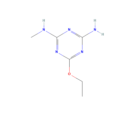 2-AMINO-4-METHYLAMINO-6-ETHOXY-1,3,5-TRIAZINE (CAS: 62096-63-3) - Chemical Structure and Molecular Formula 