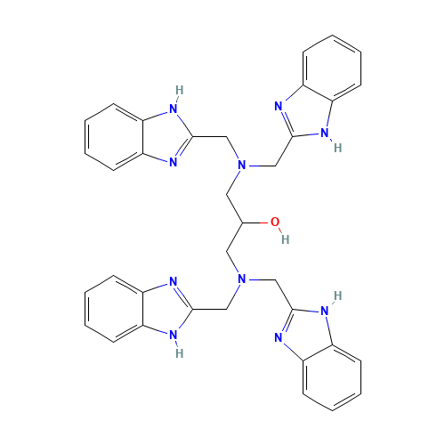 N,N,N',N'-TETRAKIS(2-BENZIMIDAZOLYLMETHYL)-1,3-DIAMINOPROPAN-2-OL (CAS: 83144-89-2) - Chemical Structure and Molecular Formula 