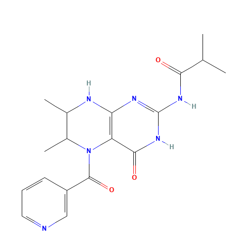 N-[1,4,5,6,7,8-Hexahydro-6,7-dimethyl-4-oxo-5-(3-pyridinylcarbonyl)-2-pteridinyl]-2-methyl-propanamide (CAS: 172758-08-6) - Chemical Structure and Molecular Formula 
