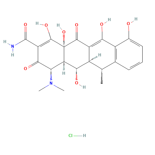 Doxycycline hydrochloride (CAS: 10592-13-9) - Chemical Structure and Molecular Formula 