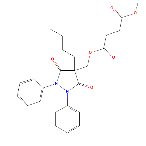 4-BUTYL-4-[HYDROXYMETHYL]-1,2-DIPHENYL-3,5-PYRAZOLIDINEDIONE HYDROGEN SUCCINATE [ESTER] (CAS: 27470-51-5) - Chemical Structure and Molecular Formula 