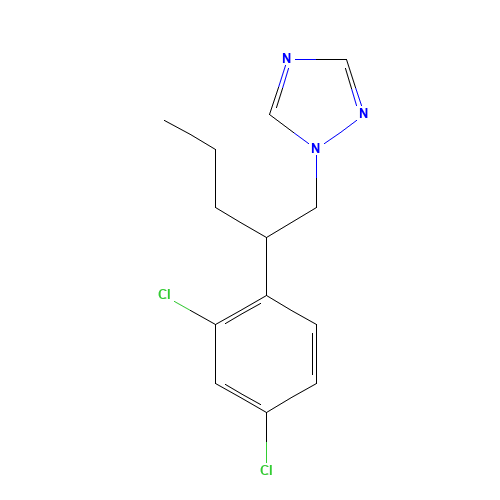 1-[2-(2,4-Dichlorophenyl)-n-pentyl]-1H-1,2,4-triazole (CAS: 66246-88-6) - Chemical Structure and Molecular Formula 