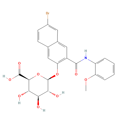 NAPHTHOL AS-BI BETA-D-GLUCURONIDE (CAS: 37-87-6) - Chemical Structure and Molecular Formula 