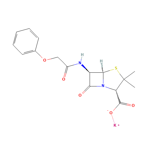 Penicillin V potassium salt (CAS: 132-98-9) - Chemical Structure and Molecular Formula 