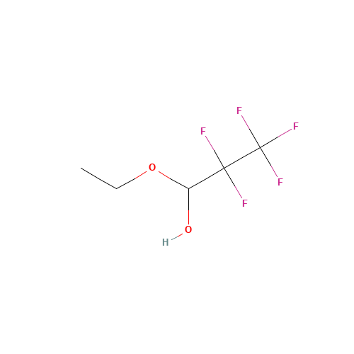 PENTAFLUOROPROPIONALDEHYDE ETHYL HEMIACETAL (CAS: 337-28-0) - Chemical Structure and Molecular Formula 
