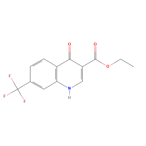 ETHYL 4-HYDROXY-7-(TRIFLUOROMETHYL)QUINOLINE-3-CARBOXYLATE (CAS: 391-02-6) - Chemical Structure and Molecular Formula 