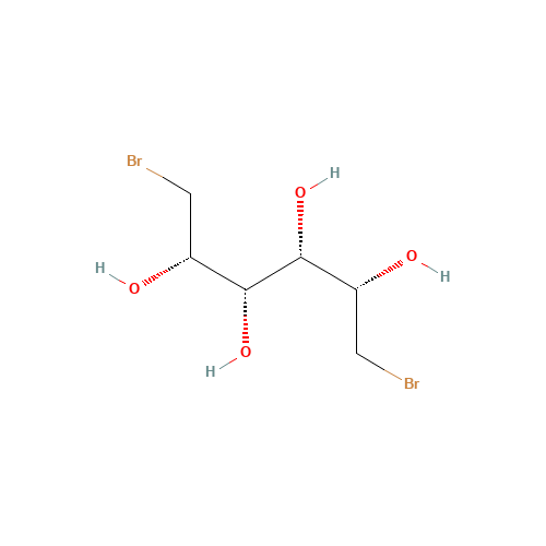 1,6-DIBROMO-1,6-DIDEOXY-D-MANNITOL (CAS: 488-41-5) - Chemical Structure and Molecular Formula 