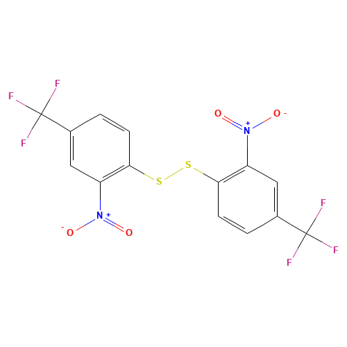 4,4'-BIS(TRIFLUOROMETHYL)-2,2'-DINITRODIPHENYL DISULFIDE (CAS: 860-39-9) - Chemical Structure and Molecular Formula 