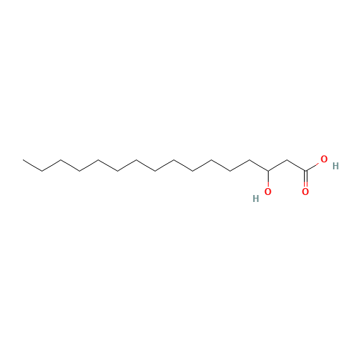3-HYDROXYHEXADECANOIC ACID (CAS: 928-17-6) - Chemical Structure and Molecular Formula 