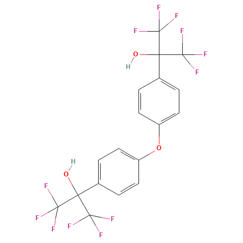 4,4'-BIS(2-HYDROXYHEXAFLUOROISOPROPYL)DIPHENYL ETHER (CAS: 2093-04-1) - Chemical Structure and Molecular Formula 