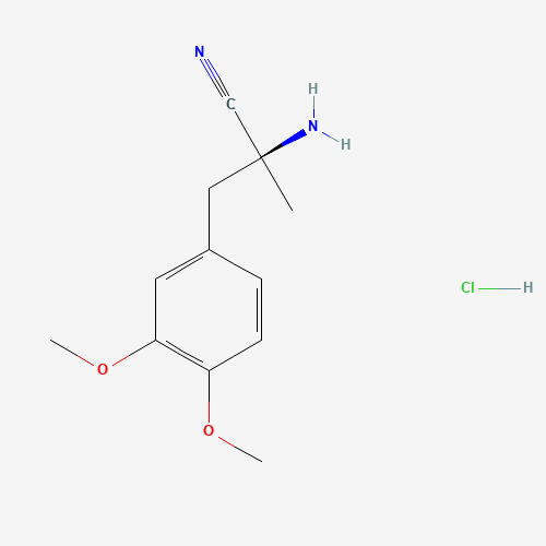 L-3-(3,4-Dimethoxyphenyl)-alpha-amino-2-methylpropionitrile hydrochloride (CAS: 2544-13-0) - Chemical Structure and Molecular Formula 
