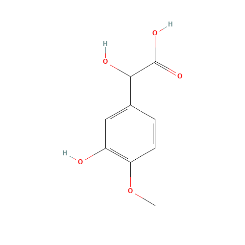 DL-4-HYDROXY-3-METHOXYMANDELIC ACID (CAS: 3695-24-7) - Chemical Structure and Molecular Formula 