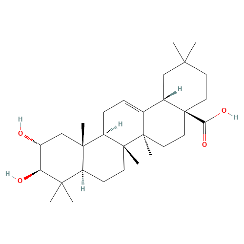Maslinic acid (CAS: 4373-41-5) - Chemical Structure and Molecular Formula 