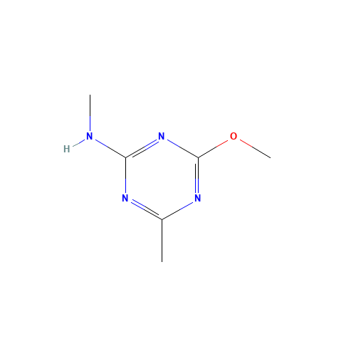 4-Methoxy-N,6-dimethyl-1,3,5-triazin-2-amine (CAS: 5248-39-5) - Chemical Structure and Molecular Formula 