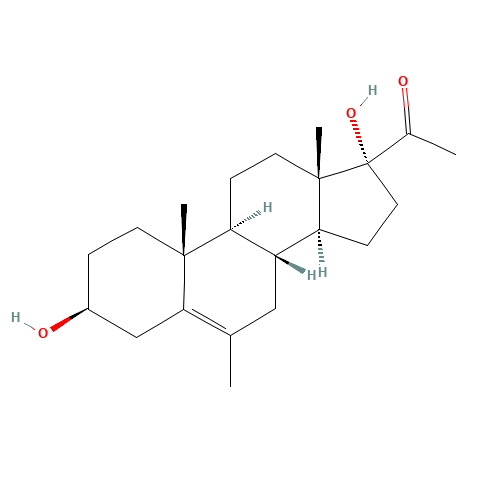 6-METHYL-17ALPHA-HYDROXYPREGNENOLONE (CAS: 5566-13-2) - Chemical Structure and Molecular Formula 