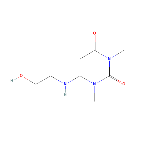 6-[N-(2-Hydroxyethyl)amino]-1,3-dimethyl-2,4(1H,3H)-dione (CAS: 5770-44-5) - Chemical Structure and Molecular Formula 