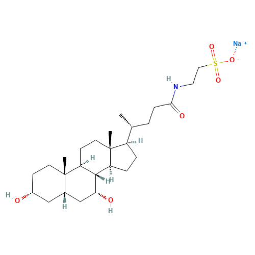 TAUROCHENODEOXYCHOLIC ACID SODIUM SALT (CAS: 6009-98-9) - Chemical Structure and Molecular Formula 