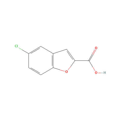 5-CHLOROBENZOFURAN-2-CARBOXYLIC ACID (CAS: 10242-10-1) - Chemical Structure and Molecular Formula 