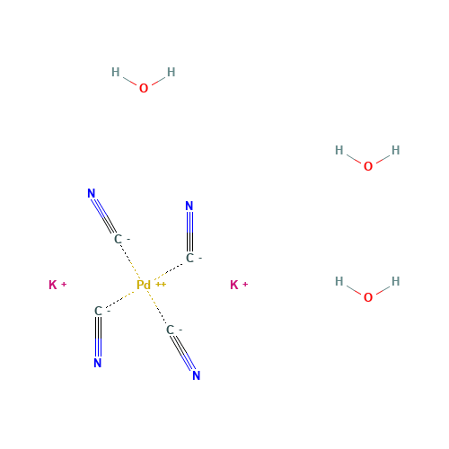 POTASSIUM TETRACYANOPALLADATE(II) TRIHYDRATE (CAS: 14516-46-2) - Chemical Structure and Molecular Formula 