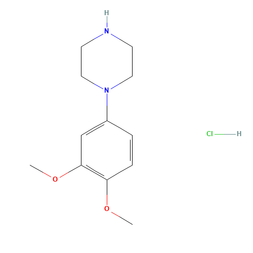 1-(3,4-DIMETHOXYPHENYL)PIPERAZINE HYDROCHLORIDE (CAS: 16015-72-8) - Chemical Structure and Molecular Formula 