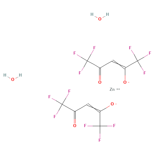 ZINC HEXAFLUOROACETYLACETONATE DIHYDRATE (CAS: 16743-33-2) - Chemical Structure and Molecular Formula 