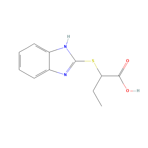 2-(1 H-BENZOIMIDAZOL-2-YLSULFANYL)-BUTYRIC ACID (CAS: 21547-71-7) - Chemical Structure and Molecular Formula 