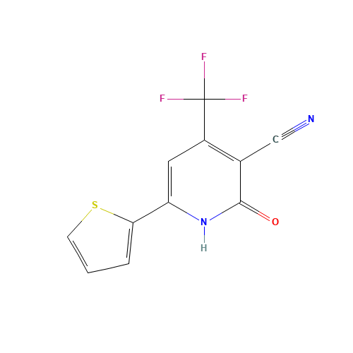 3-Cyano-6-(2-thienyl)-4-trifluoromethyl-2(1H)-pyridone (CAS: 22123-11-1) - Chemical Structure and Molecular Formula 