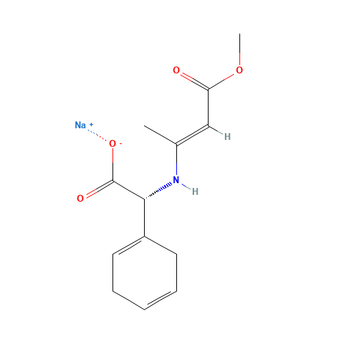(R)-(+)-alpha-[(3-Methoxy-1-methyl-3-oxo-1-propenyl)amino]-1,4-cyclohexadiene-1-acetic acid sodium salt (CAS: 26774-89-0) - Related Chemical Product