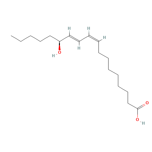 13(S)-HYDROXYOCTADECA-9Z,11E-DIENOIC ACID (CAS: 29623-28-7) - Chemical Structure and Molecular Formula 