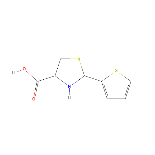 2-(2-THIENYL)-1,3-THIAZOLIDINE-4-CARBOXYLIC ACID (CAS: 32451-19-7) - Chemical Structure and Molecular Formula 